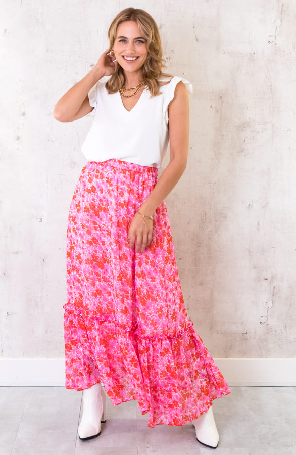 Maxi Rok Bloemen Fuchsia – shoparchief, foto 2