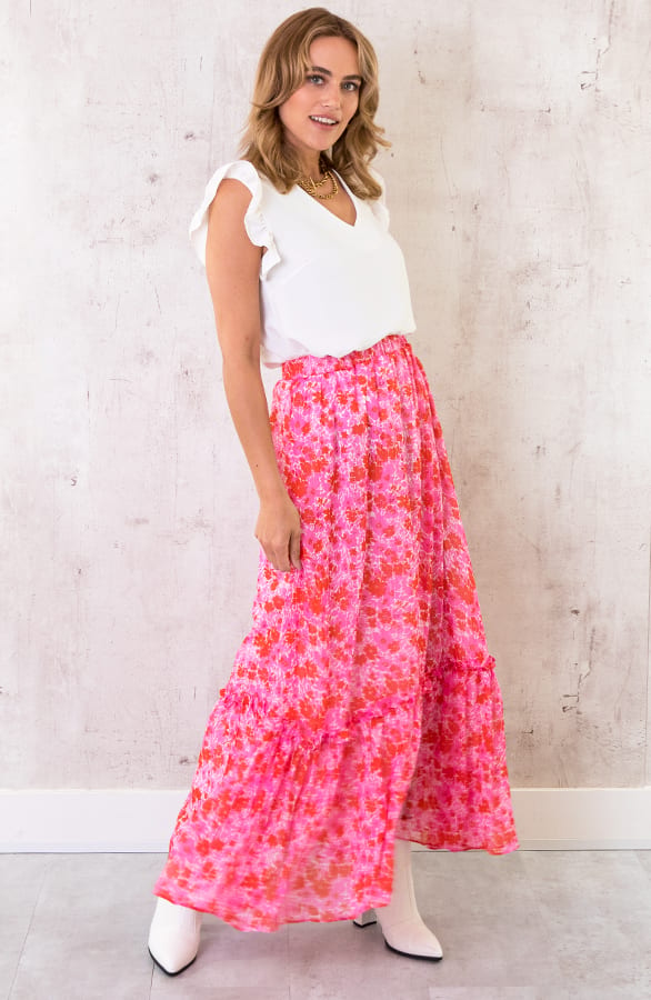 Maxi Rok Bloemen Fuchsia – shoparchief, foto 3