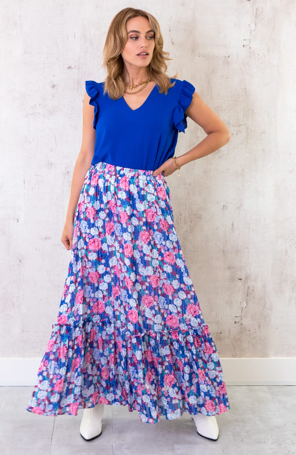 Maxi Rok Floral Blauw – shoparchief, foto 3