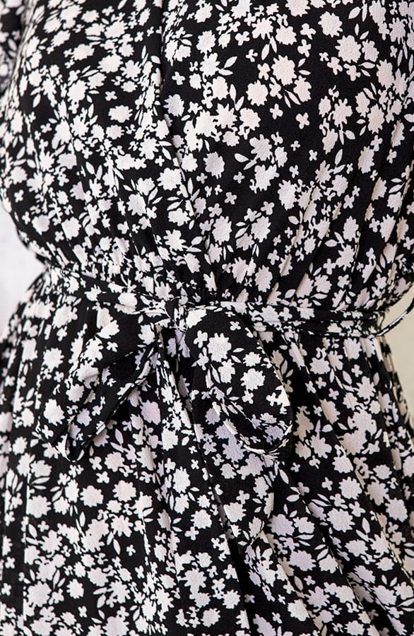Midi Bloemen Jurk Zwart – shoparchief, foto 5