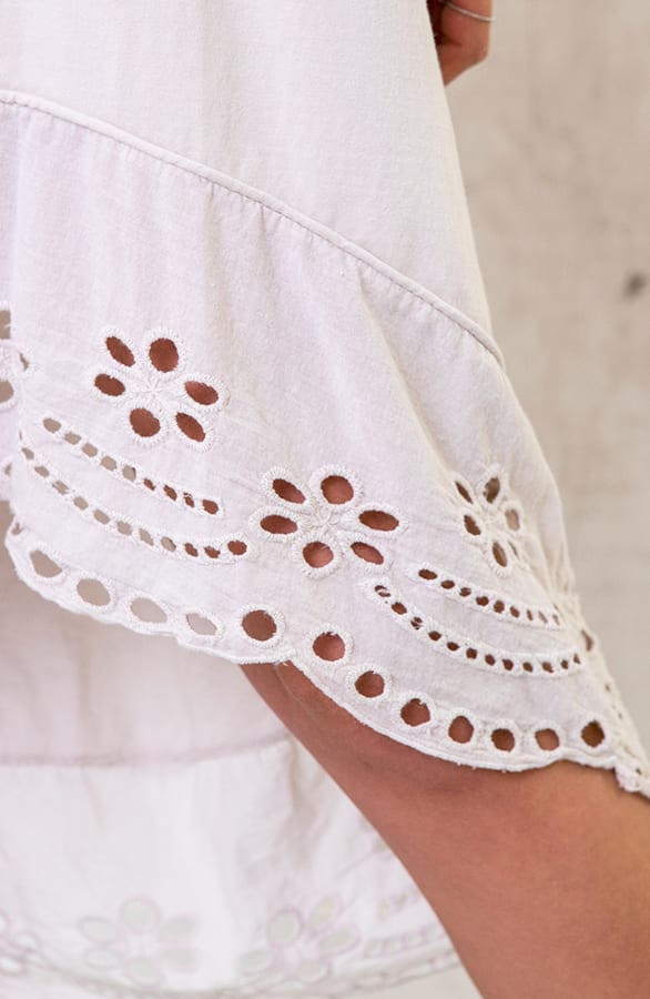 Oversized Katoenen Embroidery Jurk Beige – shoparchief, foto 4
