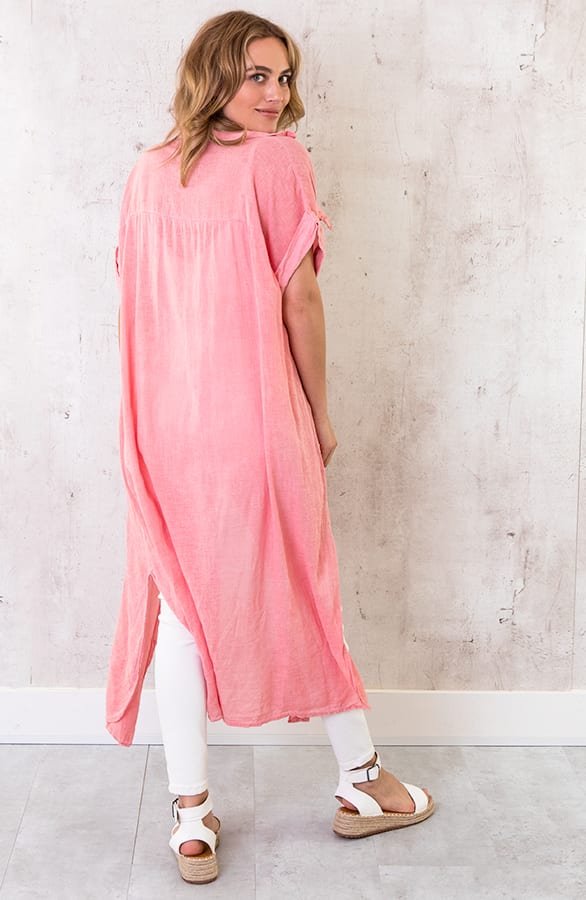 Oversized Linnen Kimono Roze – shoparchief, foto 3