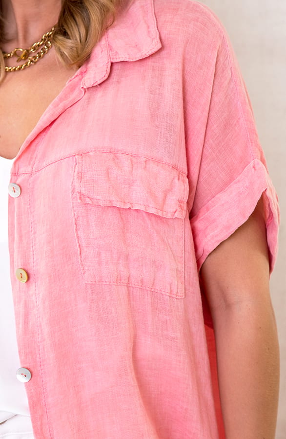 Oversized Linnen Kimono Roze – shoparchief, foto 4