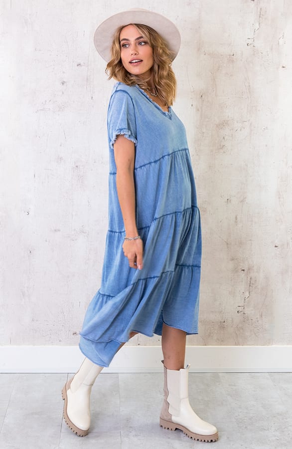 Oversized Washed Jurk Denim Blue – shoparchief, foto 1
