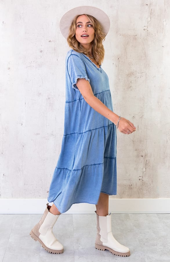 Oversized Washed Jurk Denim Blue – shoparchief, foto 2