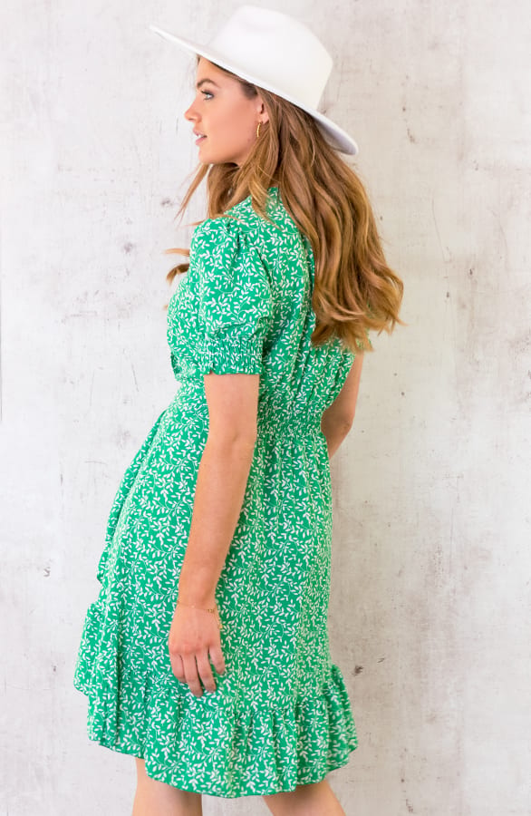 Overslag Ruches Leaves Jurk Groen – shoparchief, foto 6