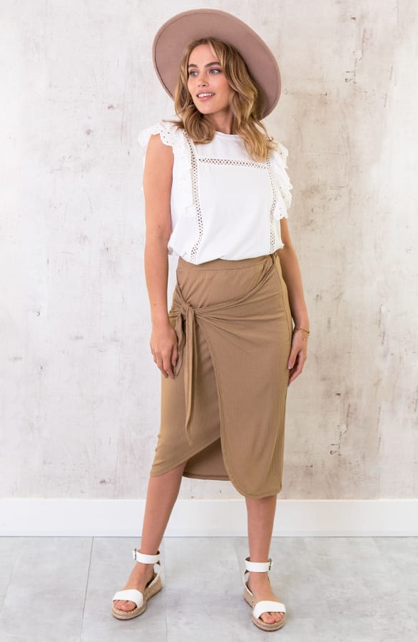 Overslag Strik Rok Camel – shoparchief, foto 3