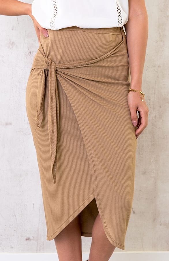 Overslag Strik Rok Camel – shoparchief, foto 6