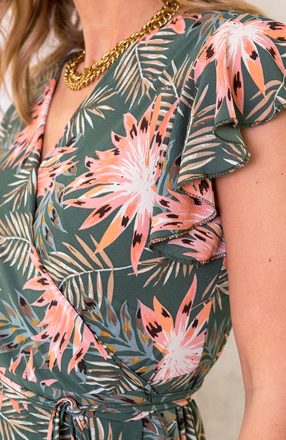 Palm Leaves Jurk Midi Army – shoparchief, foto 5