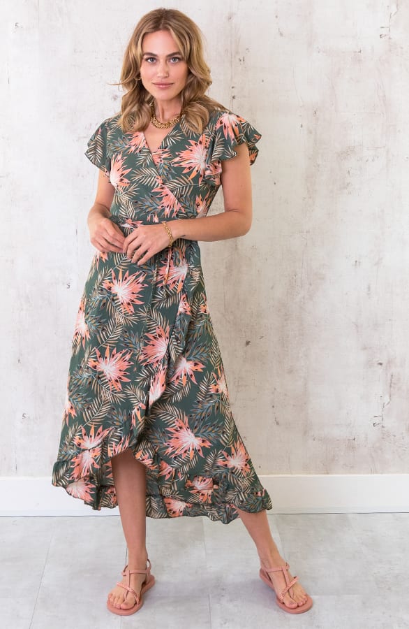 Palm Leaves Jurk Midi Army – shoparchief, foto 1