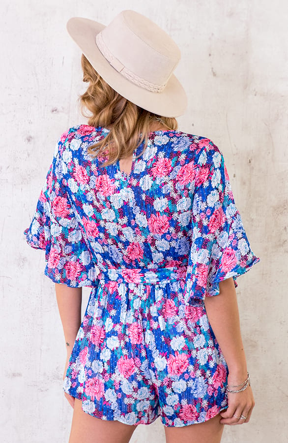 Playsuit Bloemen Kobaltblauw – shoparchief, foto 4