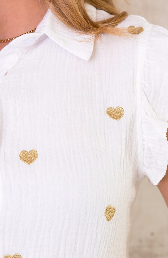 Ruffle Hartjes Blouse Goud – shoparchief, foto 5