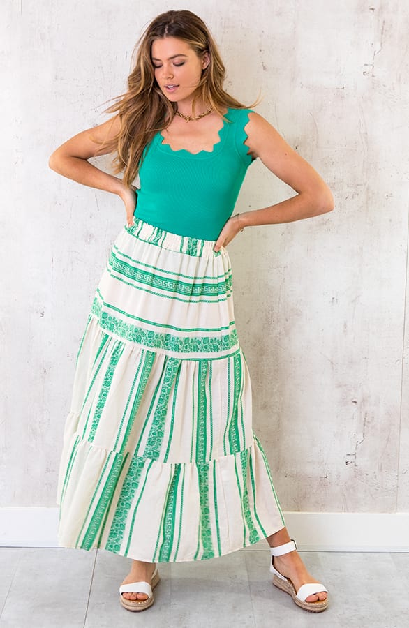 Top Met Golvende Randen Groen – shoparchief, foto 9