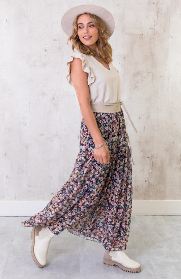 Maxi Bloemen Rok Zwart – shoparchief, foto 7