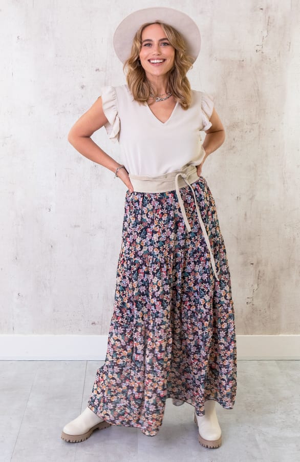 Maxi Bloemen Rok Zwart – shoparchief, foto 6