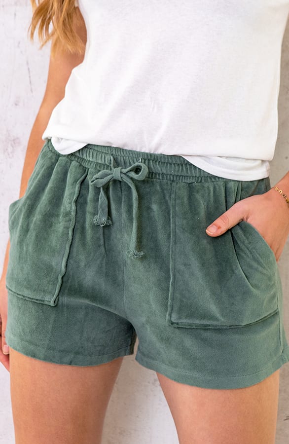 Velours Shorts Met Zakken Army – shoparchief, foto 1