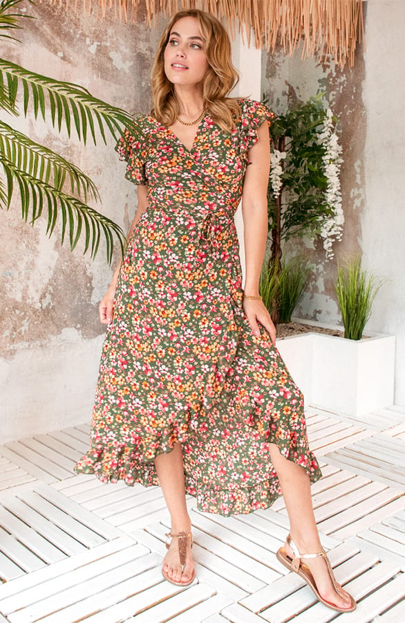 Bloemen Jurk Midi Army – shoparchief, foto 6