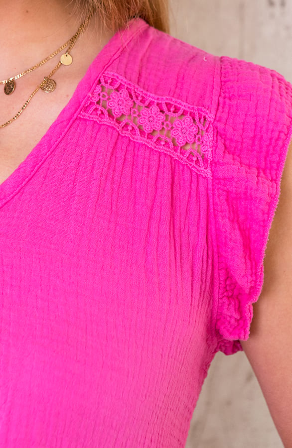 Katoenen Ruches Top Roze – shoparchief, foto 4
