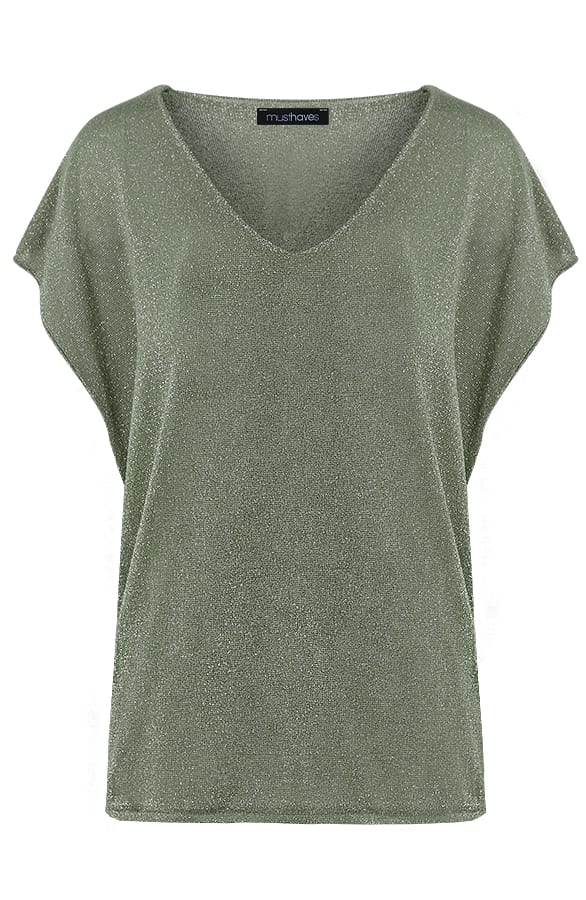 Lurex V-hals Top Army 1.0 – shoparchief, foto 1