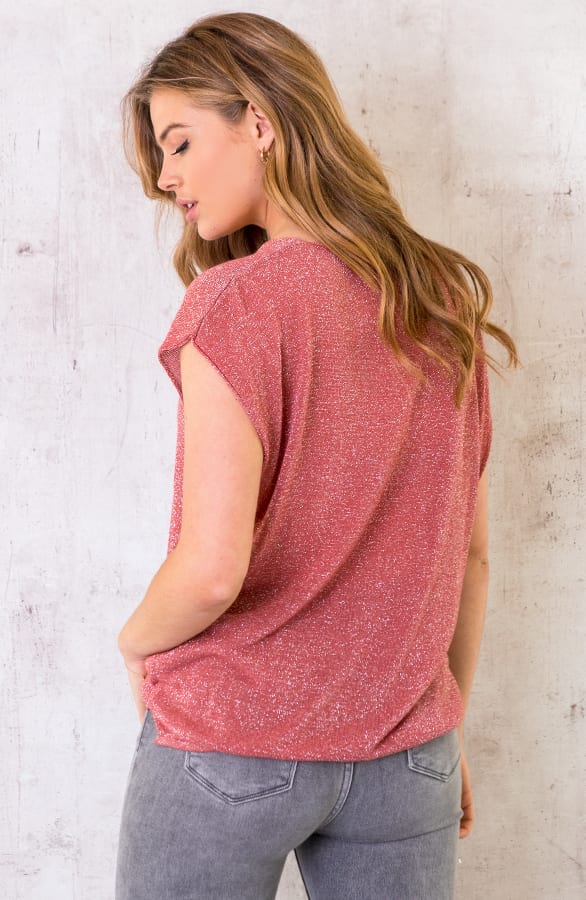 Lurex V-hals Top Koraal 1.0 – shoparchief, foto 3