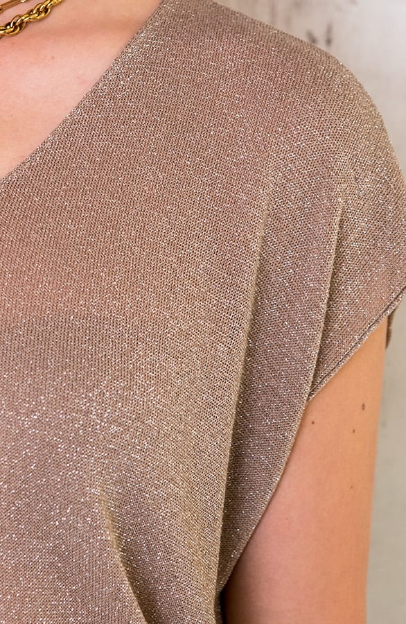 Lurex V-hals Top Taupe 1.0 – shoparchief, foto 5