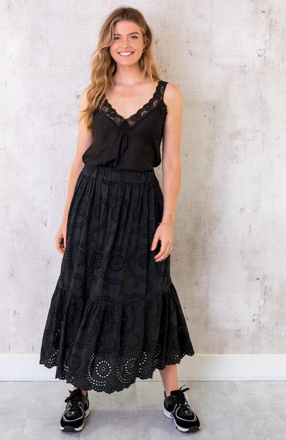 Maxi Embroidery Rok Zwart – shoparchief, foto 6