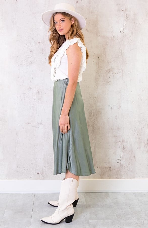 Midi Satijnen Rok Army – shoparchief, foto 5
