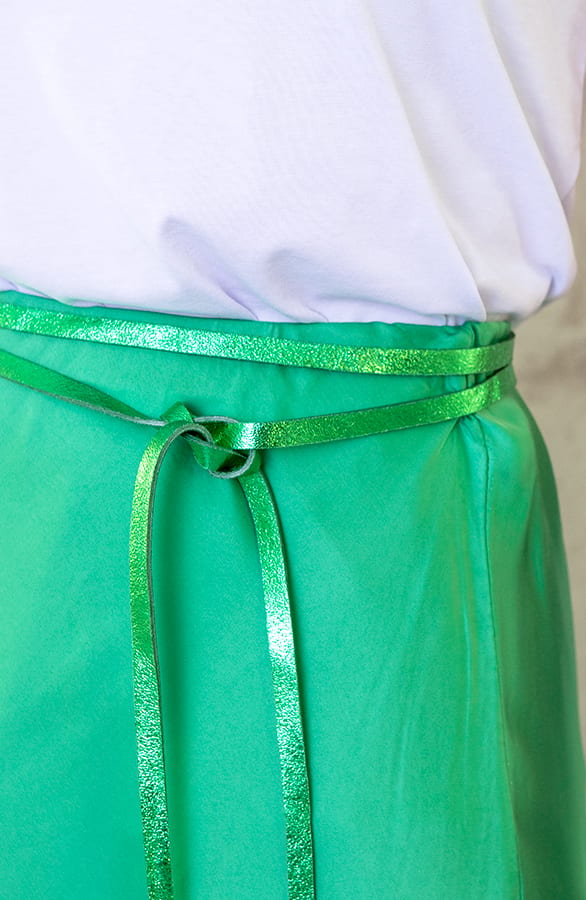Midi Satijnen Rok Bright Green – shoparchief, foto 5