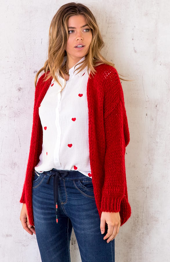 Oversized Knitted Vest Rood – shoparchief, foto 9