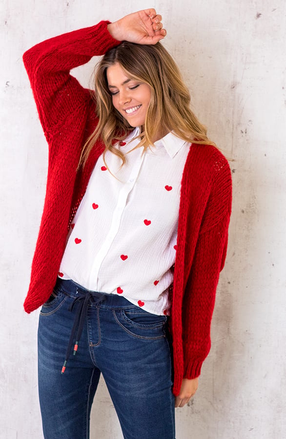 Oversized Knitted Vest Rood – shoparchief, foto 6