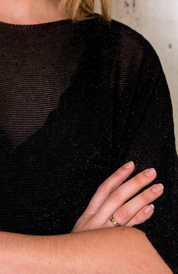Oversized Lurex Dames Top Zwart – shoparchief, foto 4