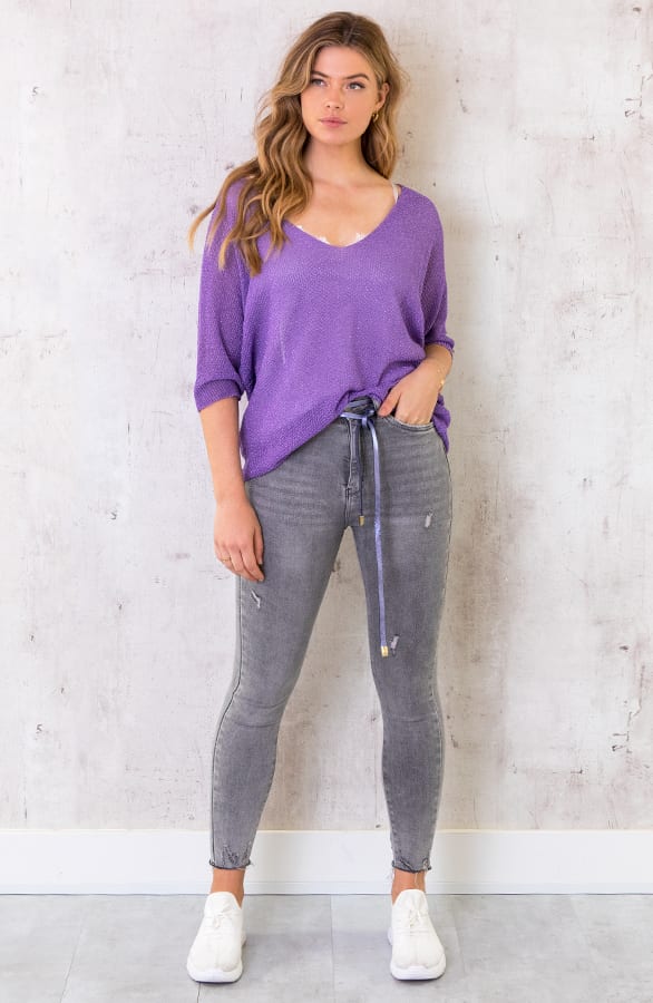 Oversized Lurex Top Paars – shoparchief, foto 1
