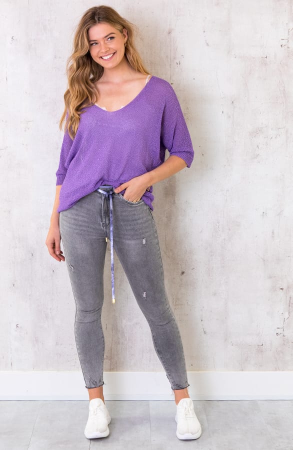 Oversized Lurex Top Paars – shoparchief, foto 2