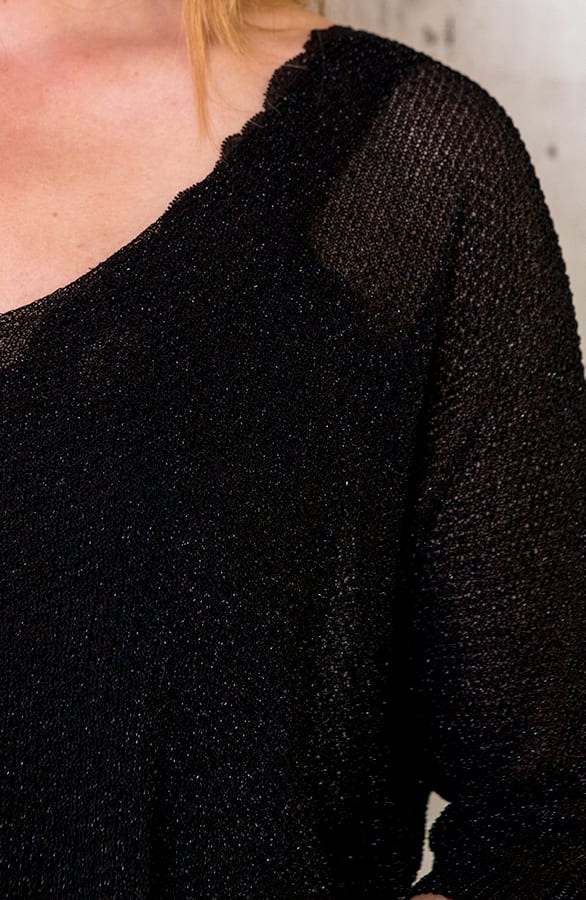 Oversized Lurex Top Zwart – shoparchief, foto 4