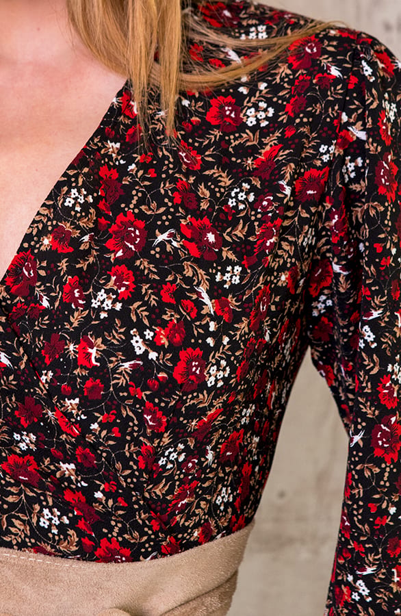 Overslag Jurk Wild Flower Rood – shoparchief, foto 3