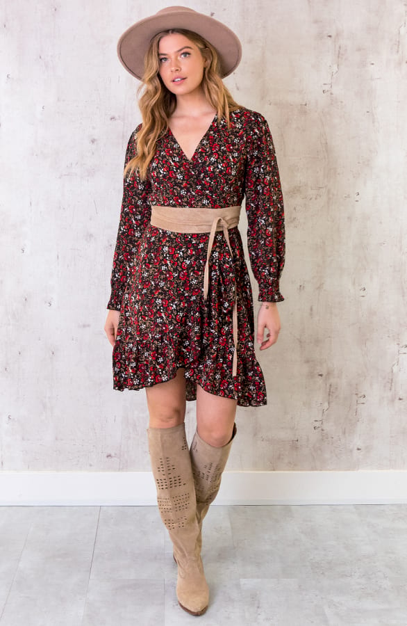 Overslag Jurk Wild Flower Rood – shoparchief, foto 5