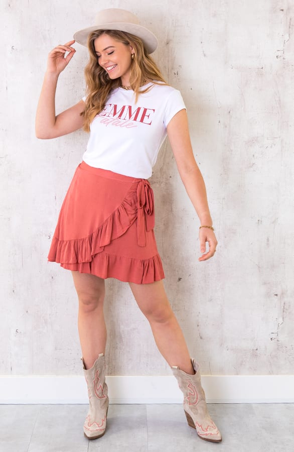 T-shirt Femme Fatale Wit Roze – shoparchief, foto 5