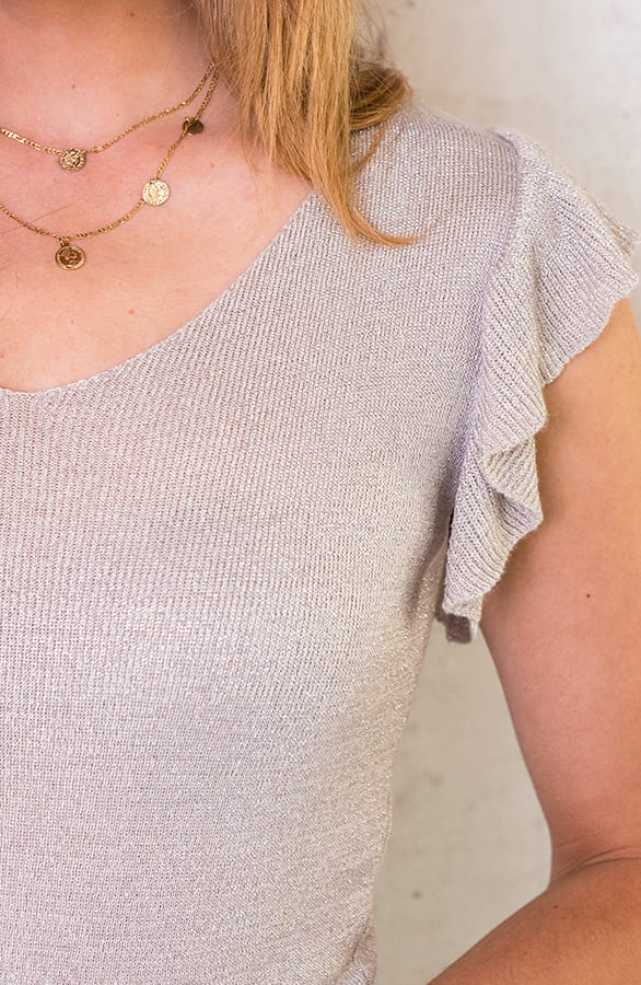 Ruffle Lurex Top Beige – shoparchief, foto 6