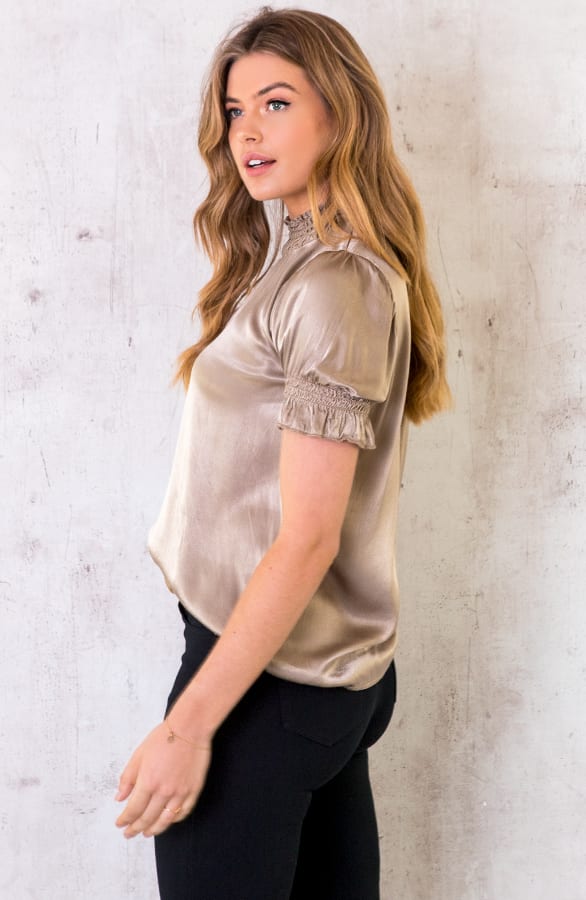 Satijnen Col Top Taupe – shoparchief, foto 2