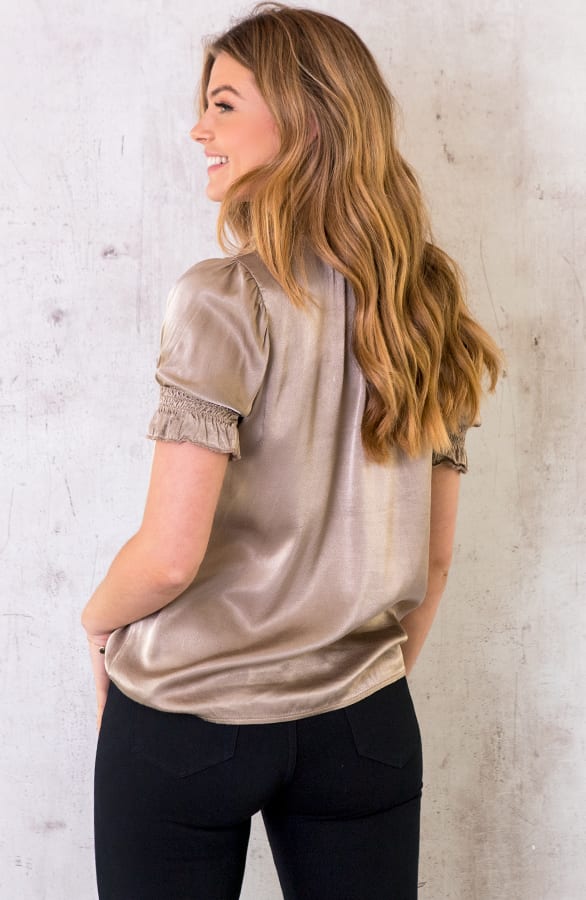Satijnen Col Top Taupe – shoparchief, foto 3