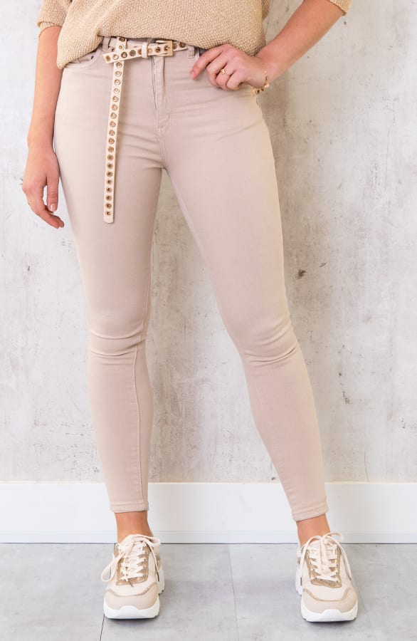 Skinny High Waist Jeans Beige – shoparchief, foto 1