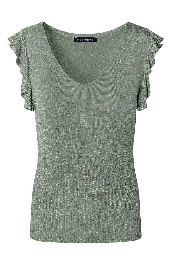Ruffle Lurex Top Light Army – shoparchief, foto 1