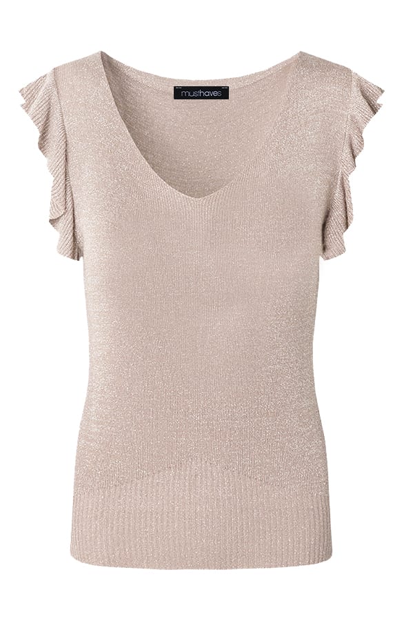 Ruffle Lurex Top Beige – shoparchief, foto 1
