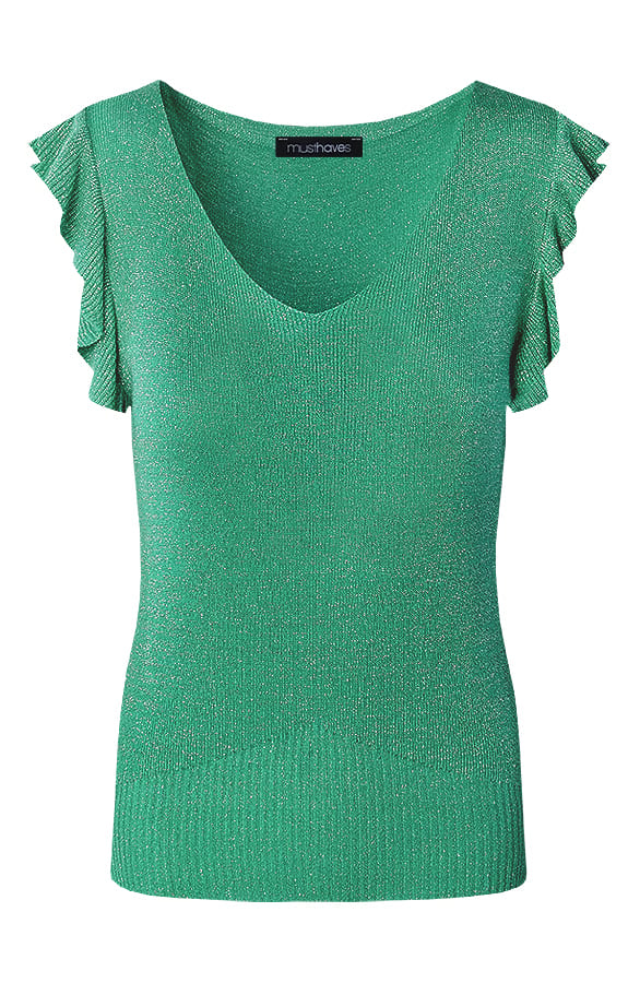 Ruffle Lurex Top Bright Green – shoparchief, foto 1