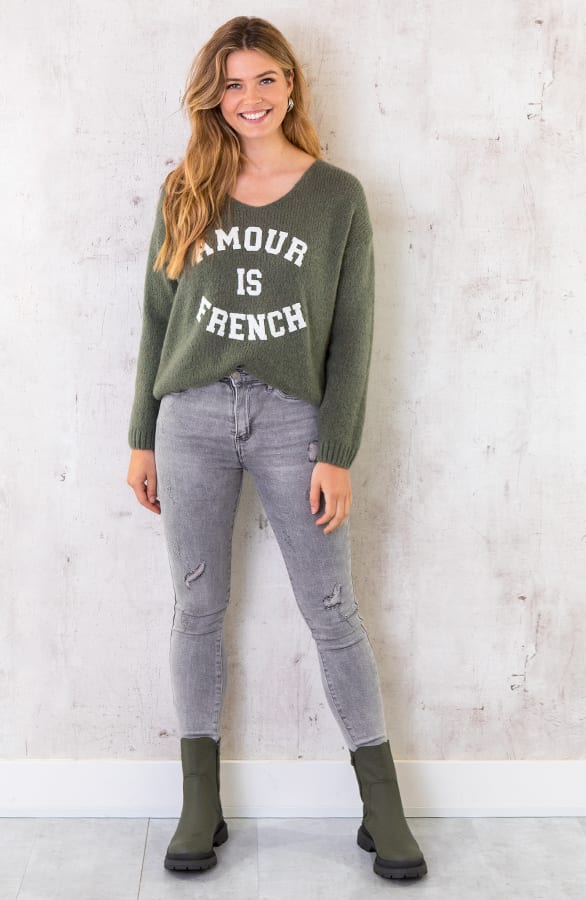 Amour Is French Trui Legergroen – shoparchief, foto 2