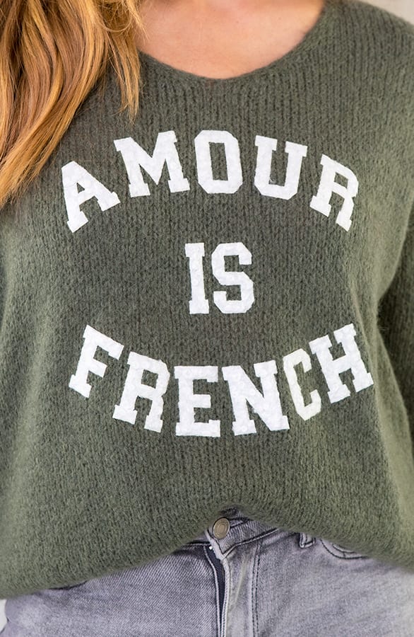Amour Is French Trui Legergroen – shoparchief, foto 3