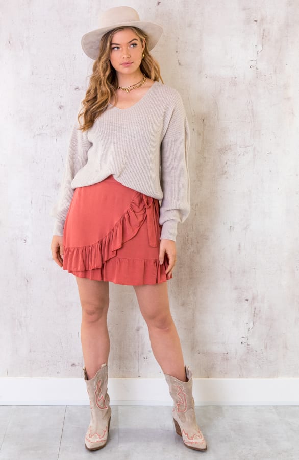 Basic Soft V-Trui Beige – shoparchief, foto 6