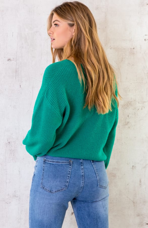 Basic Soft V-Trui Bright Green – shoparchief, foto 5