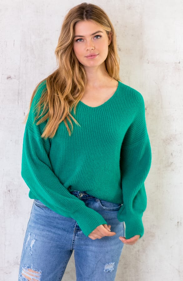 Basic Soft V-Trui Bright Green – shoparchief, foto 1