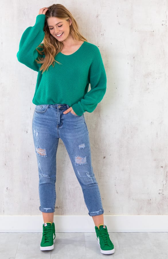 Basic Soft V-Trui Bright Green – shoparchief, foto 6